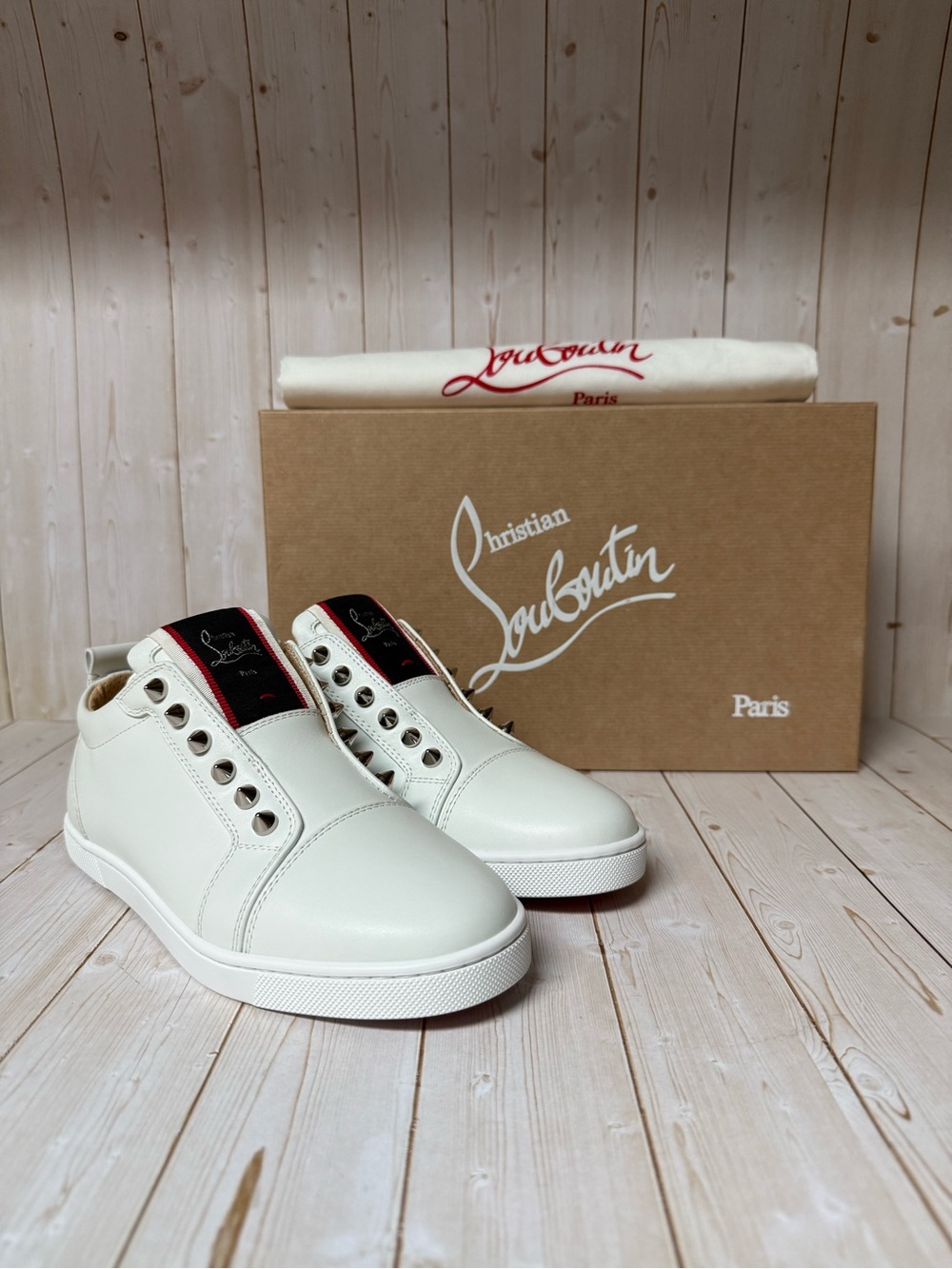 Christian Louboutin F.A.V Fique A Vontade Leather Sneakers White Sz 36.5 / 6.5